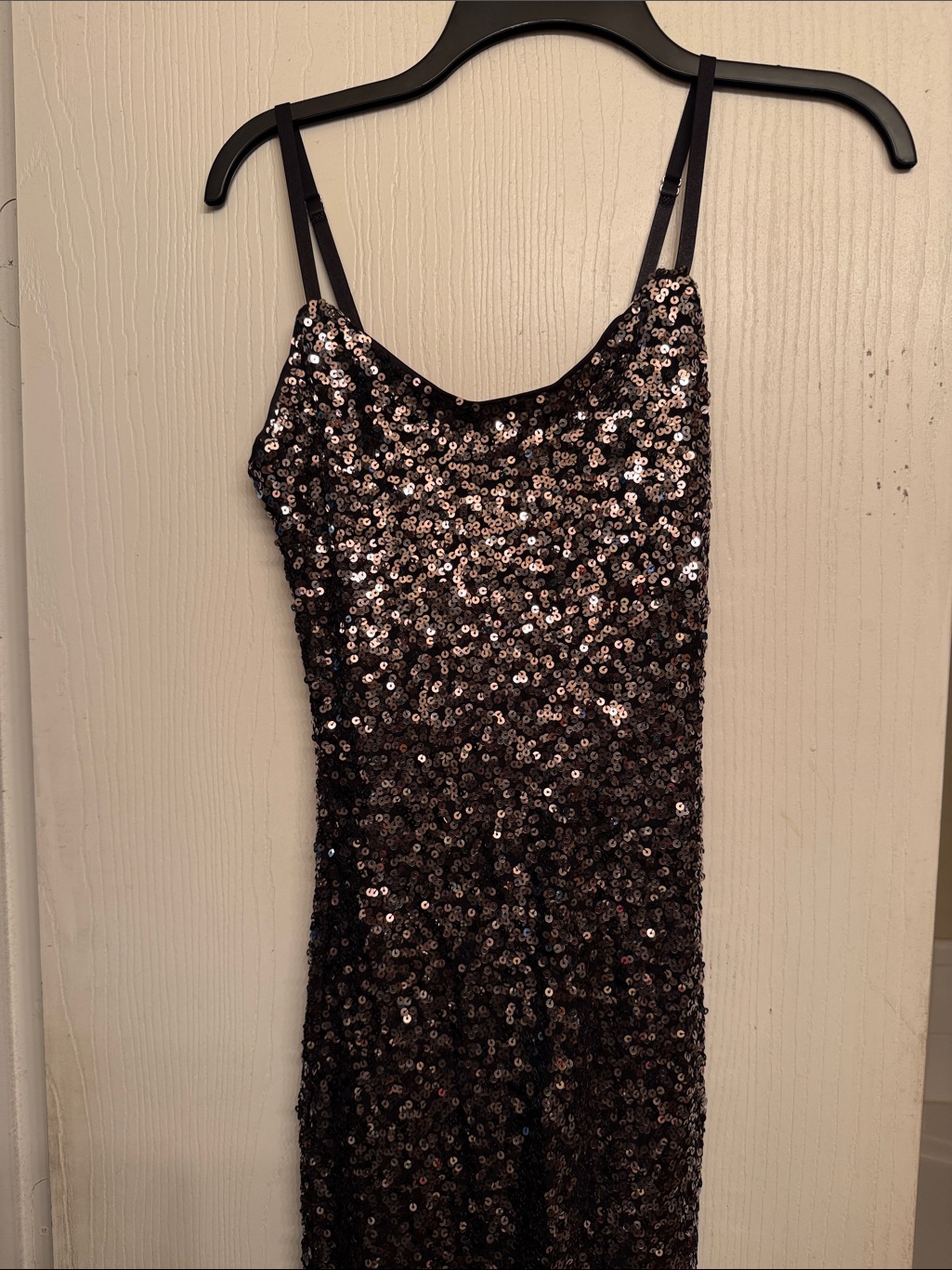 Haute Monde Black And Gold Sequin Strapless Slip Dress